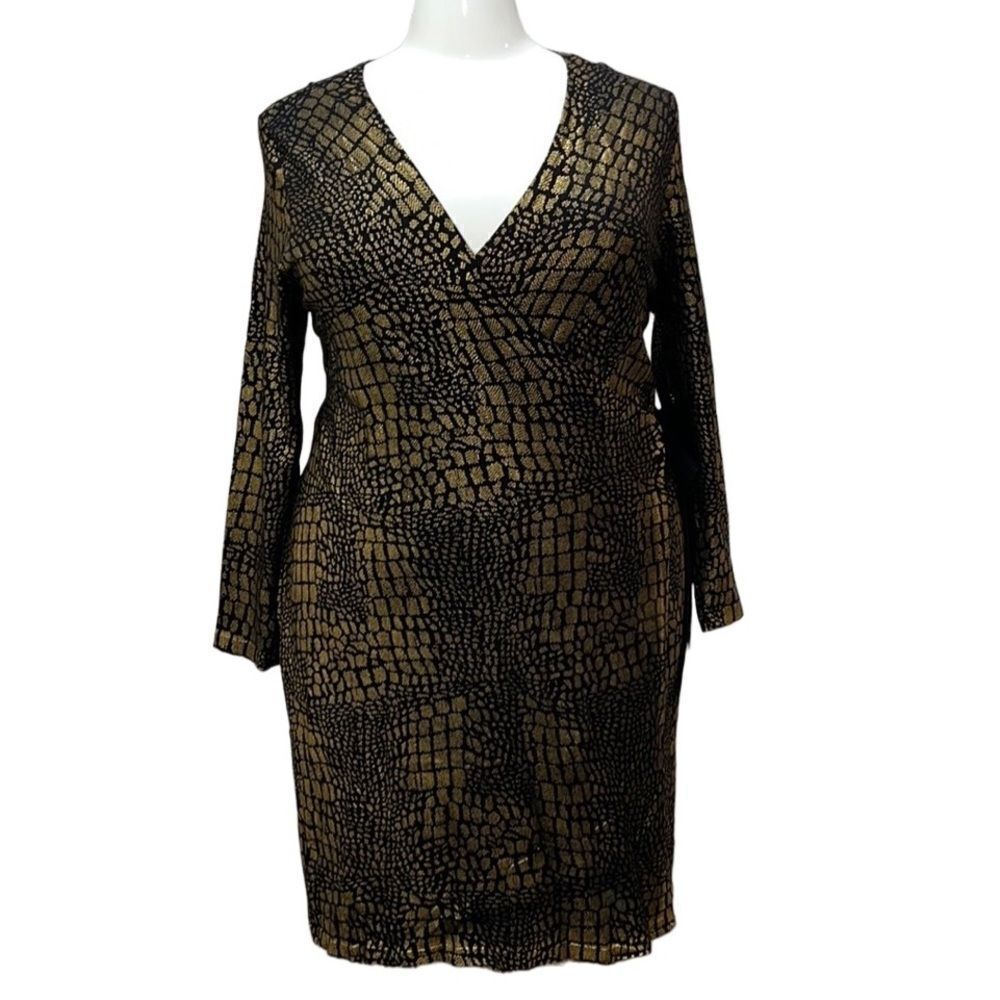 INC Glitter Printed Faux Wrap Dress